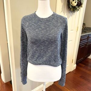 Forever 21 Blue Crew Neck Cropped Sweater